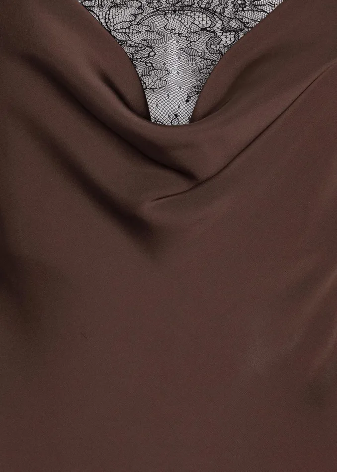 The Frankie Shop Dresses Women Rotate Lace Midi Slip Dress 8211 Chicory Coffee