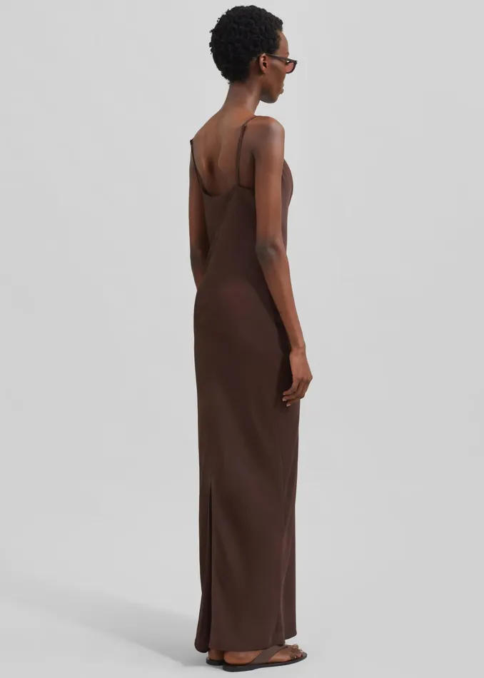 The Frankie Shop Dresses Women Rotate Lace Midi Slip Dress 8211 Chicory Coffee