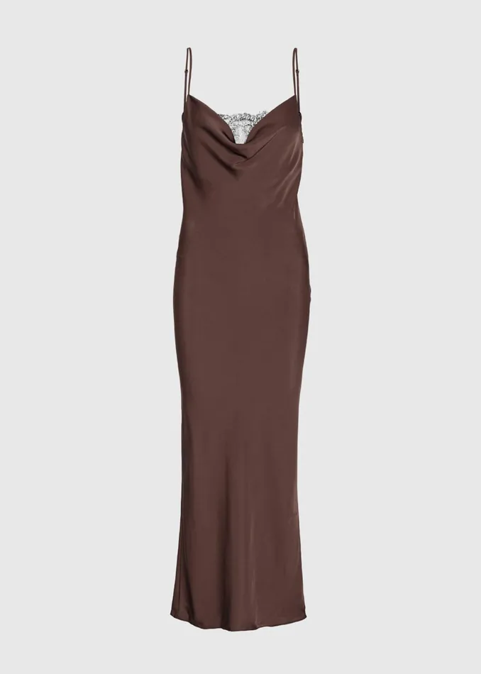 The Frankie Shop Dresses Women Rotate Lace Midi Slip Dress 8211 Chicory Coffee