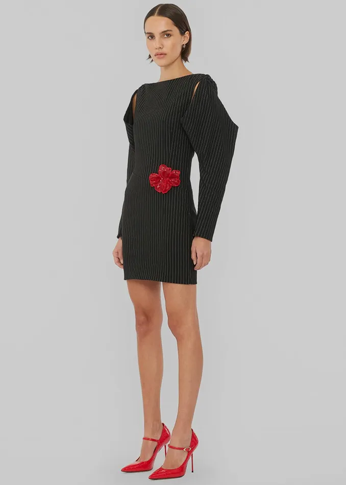 The Frankie Shop Dresses Women Rotate Stretchy Knotted Dress 8211 Black Pinstripe