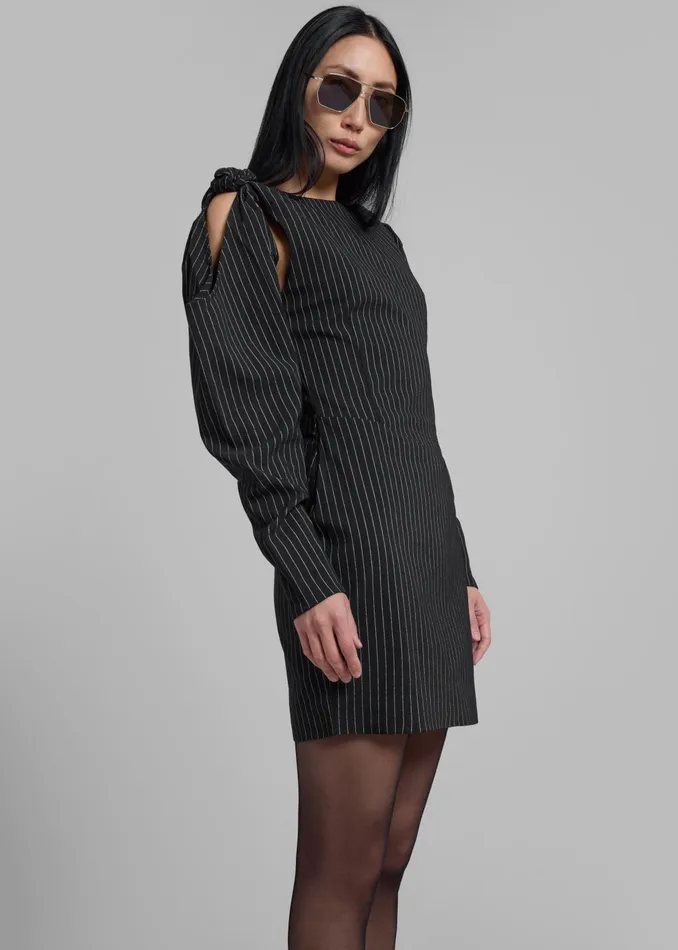 The Frankie Shop Dresses Women Rotate Stretchy Knotted Dress 8211 Black Pinstripe
