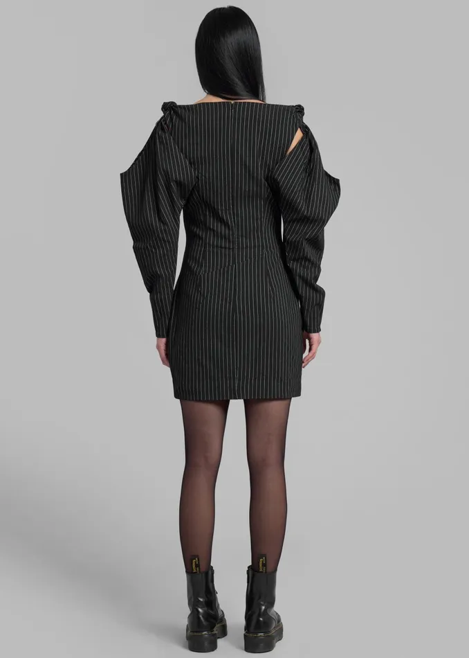 The Frankie Shop Dresses Women Rotate Stretchy Knotted Dress 8211 Black Pinstripe