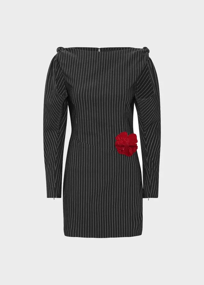 The Frankie Shop Dresses Women Rotate Stretchy Knotted Dress 8211 Black Pinstripe