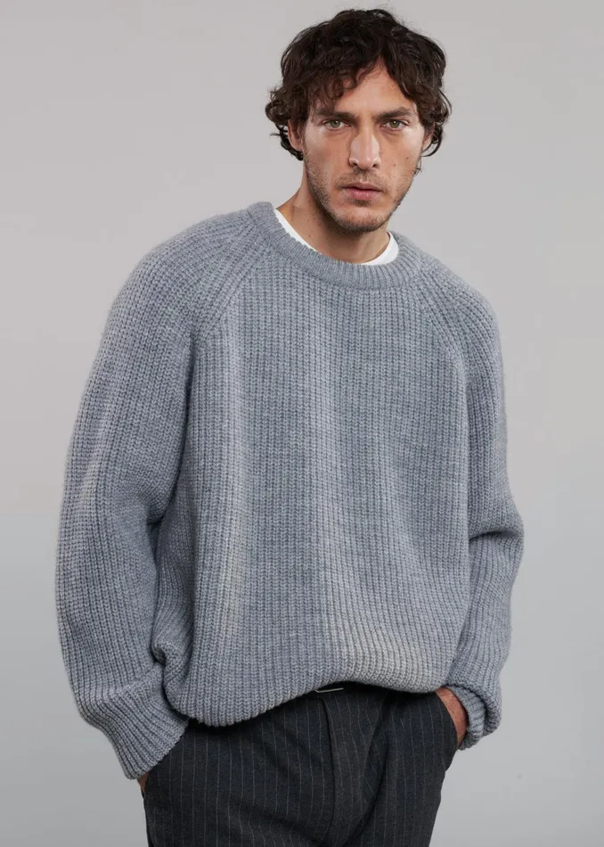 The Frankie Shop Knitwear Men Carter Crew Neck Sweater 8211 Grey