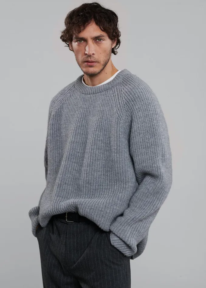 The Frankie Shop Knitwear Men Carter Crew Neck Sweater 8211 Grey