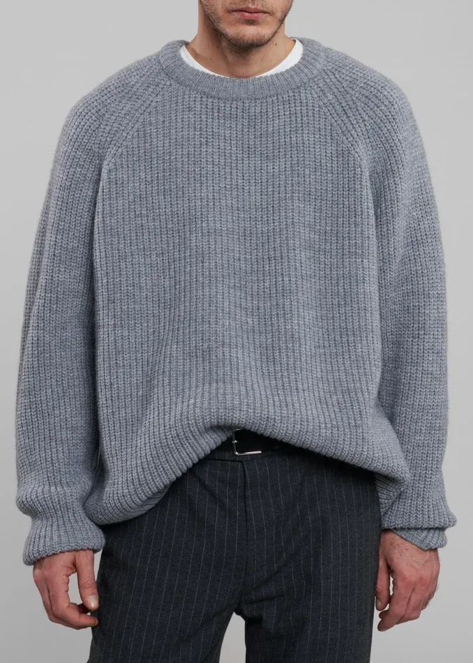 The Frankie Shop Knitwear Men Carter Crew Neck Sweater 8211 Grey