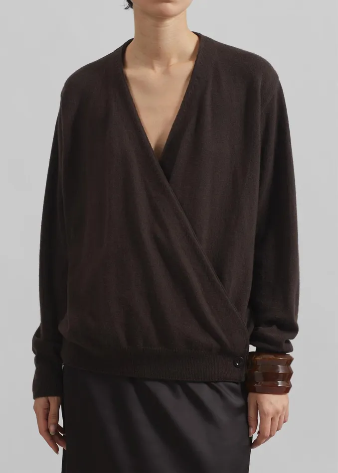The Frankie Shop Knitwear Women Albi Wrap Cardigan 8211 Brown