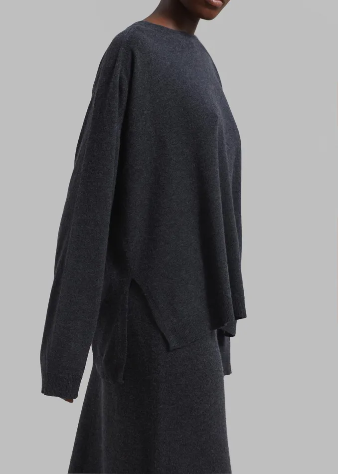 The Frankie Shop Knitwear Women Bellamy Wool Sweater 8211 Charcoal