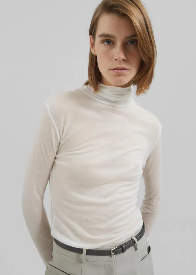 The Frankie Shop Knitwear Women Evren Sheer Turtleneck 8211 White