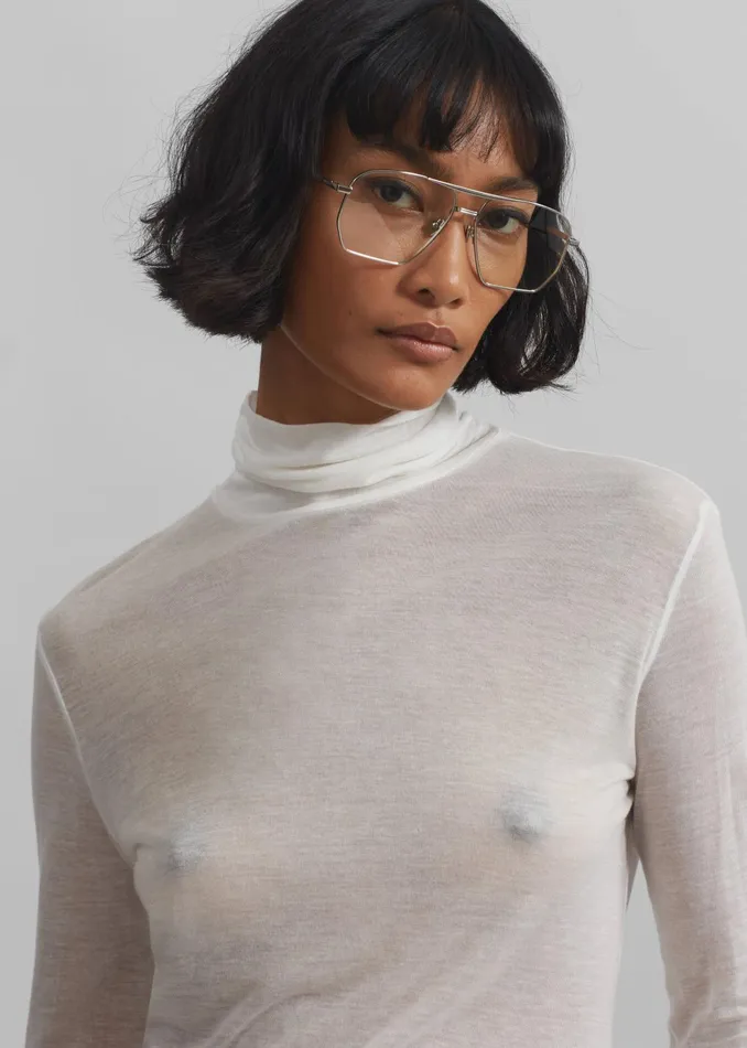 The Frankie Shop Knitwear Women Evren Sheer Turtleneck 8211 White