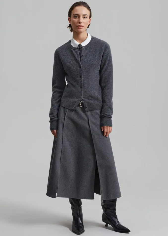 The Frankie Shop Knitwear Women Francesca Cashmere Cardigan 8211 Charcoal