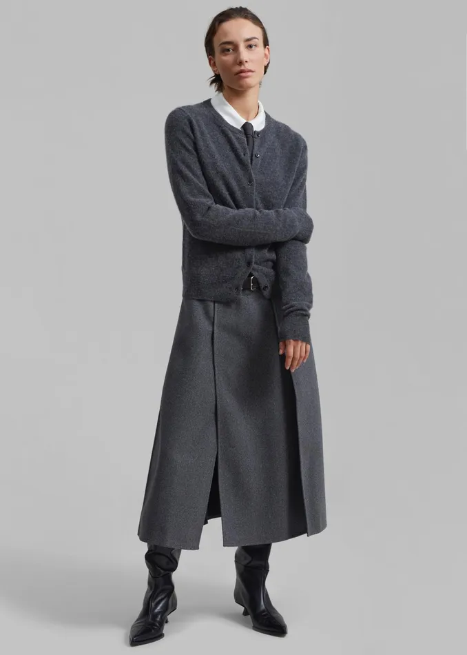 The Frankie Shop Knitwear Women Francesca Cashmere Cardigan 8211 Charcoal