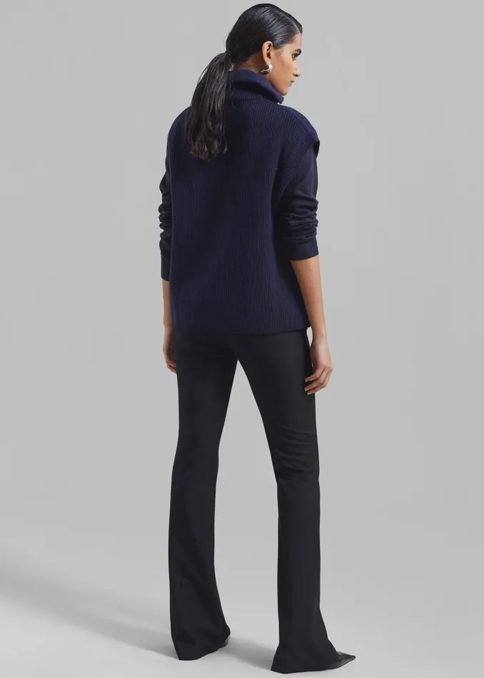 The Frankie Shop Knitwear Women Kellan Wool Blend Sleeveless Zip Turtleneck 8211 Navy