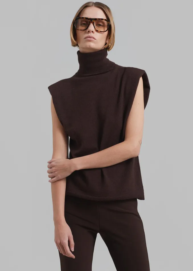 The Frankie Shop Knitwear Women Nadia Thin Padded Sleeveless Turtleneck 8211 Brown