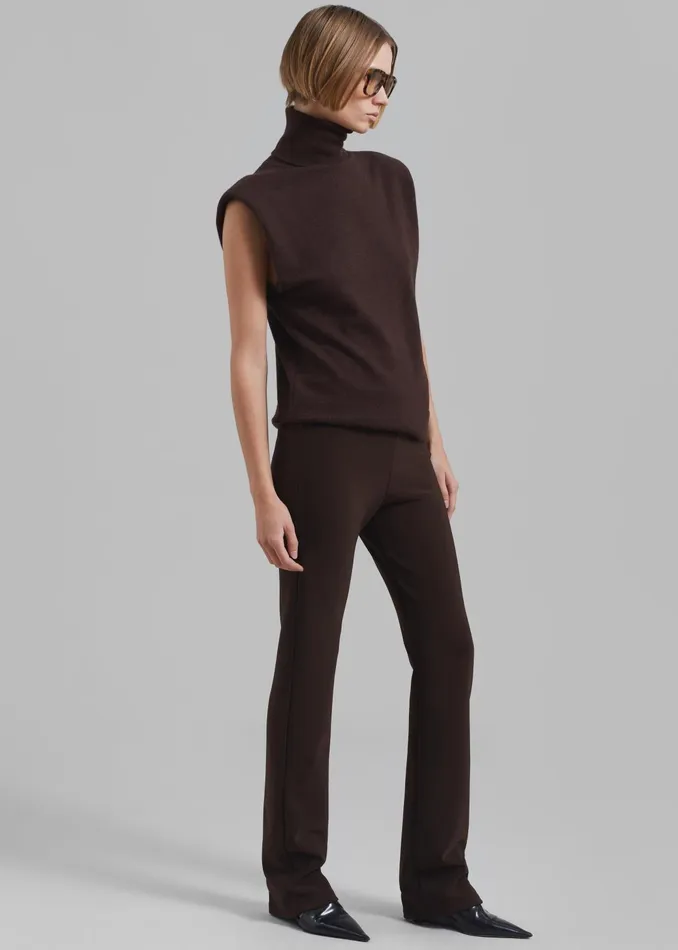 The Frankie Shop Knitwear Women Nadia Thin Padded Sleeveless Turtleneck 8211 Brown
