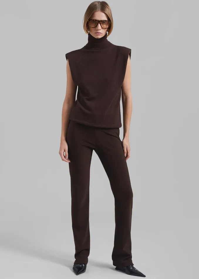 The Frankie Shop Knitwear Women Nadia Thin Padded Sleeveless Turtleneck 8211 Brown