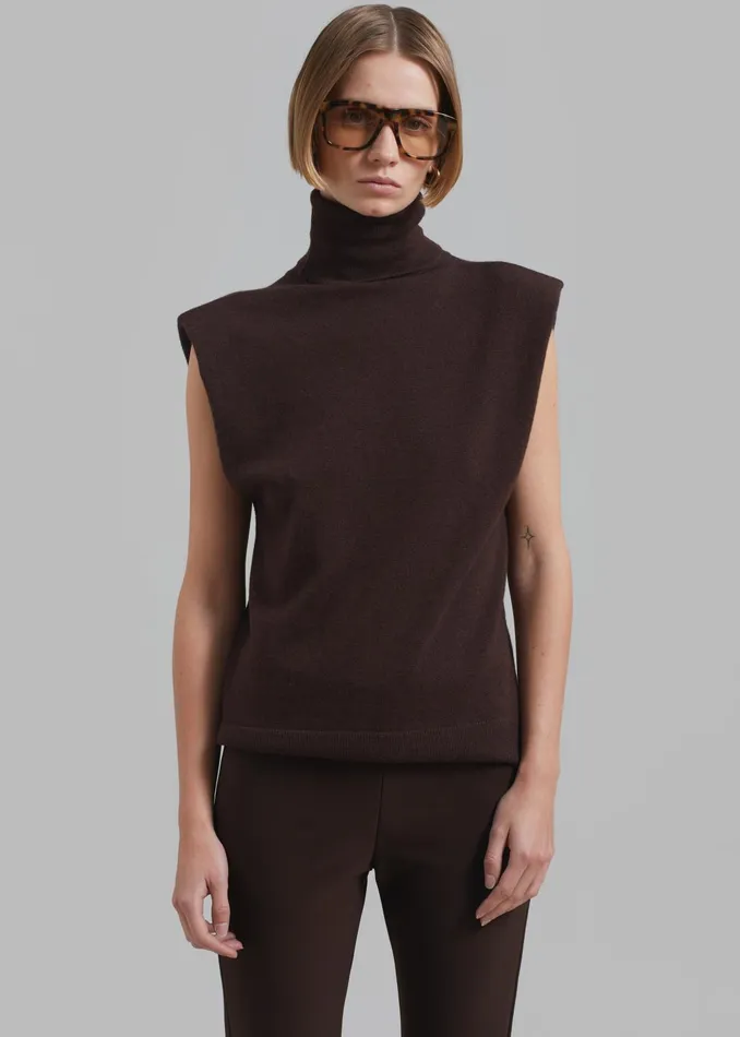The Frankie Shop Knitwear Women Nadia Thin Padded Sleeveless Turtleneck 8211 Brown