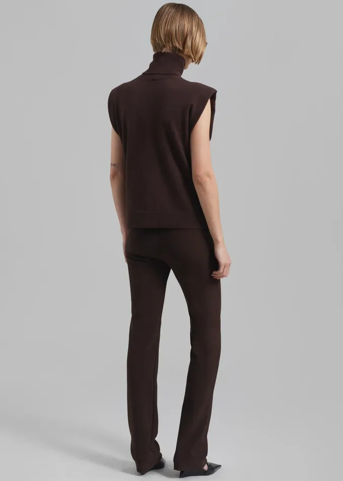 The Frankie Shop Knitwear Women Nadia Thin Padded Sleeveless Turtleneck 8211 Brown
