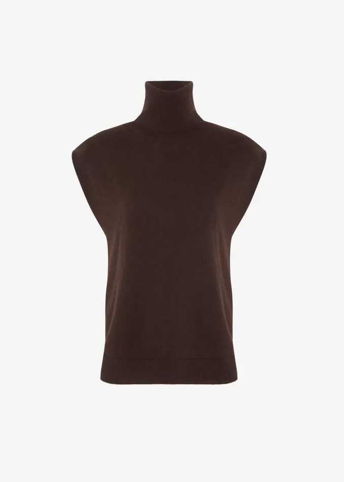 The Frankie Shop Knitwear Women Nadia Thin Padded Sleeveless Turtleneck 8211 Brown
