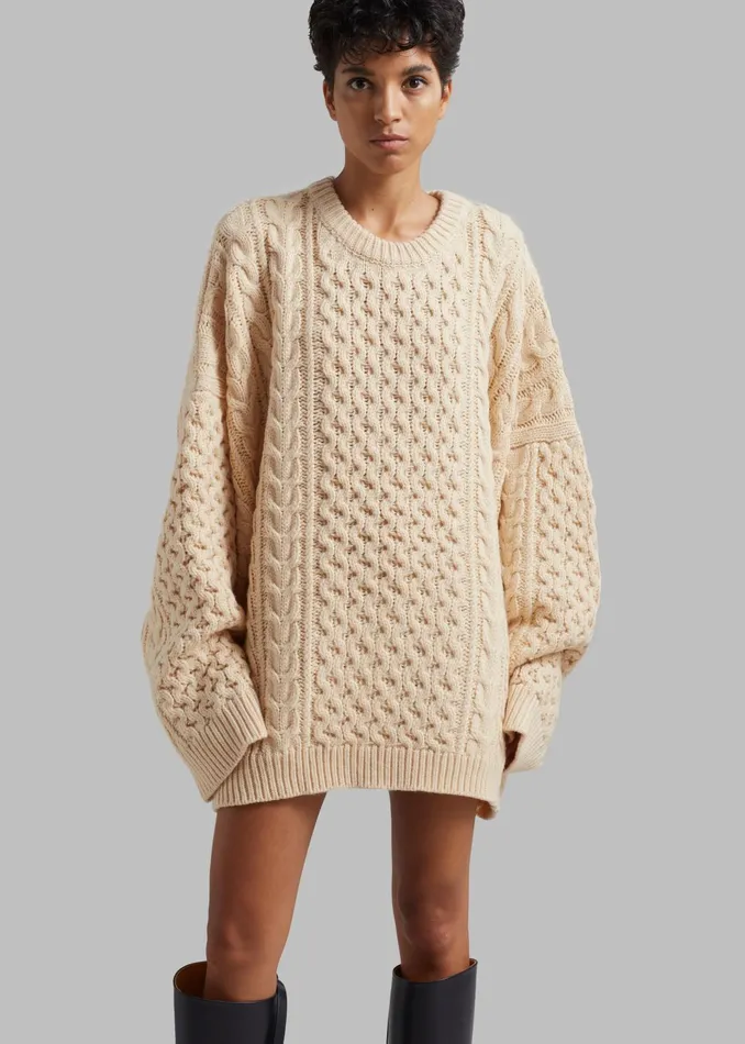 The Frankie Shop Knitwear Women Pailey Braided Sweater 8211 Cream