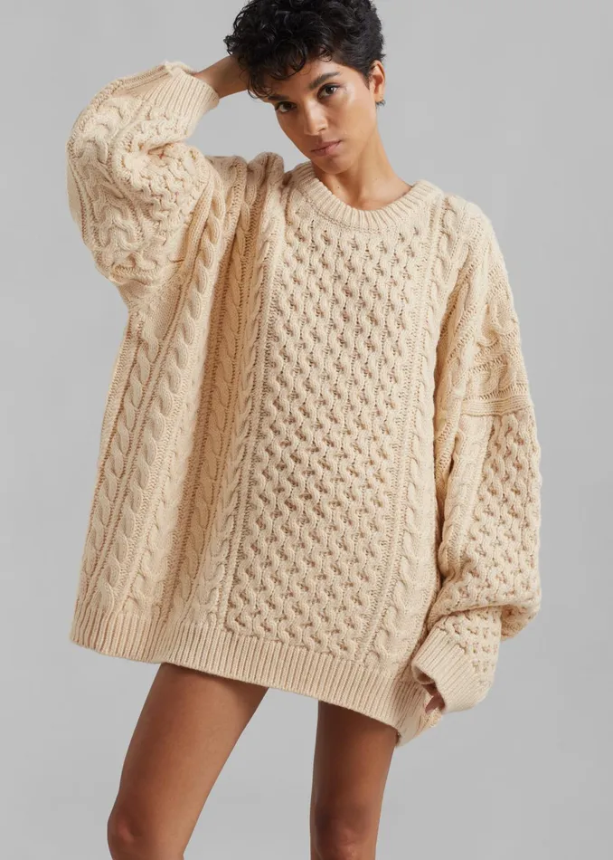 The Frankie Shop Knitwear Women Pailey Braided Sweater 8211 Cream