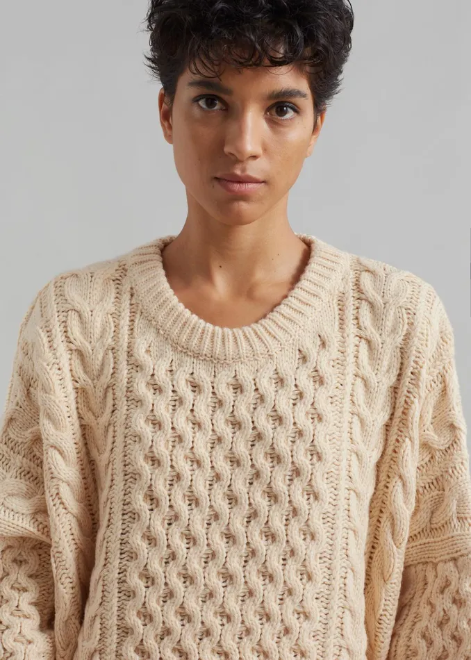The Frankie Shop Knitwear Women Pailey Braided Sweater 8211 Cream