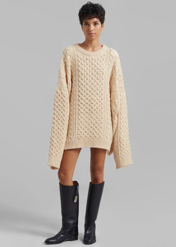 The Frankie Shop Knitwear Women Pailey Braided Sweater 8211 Cream