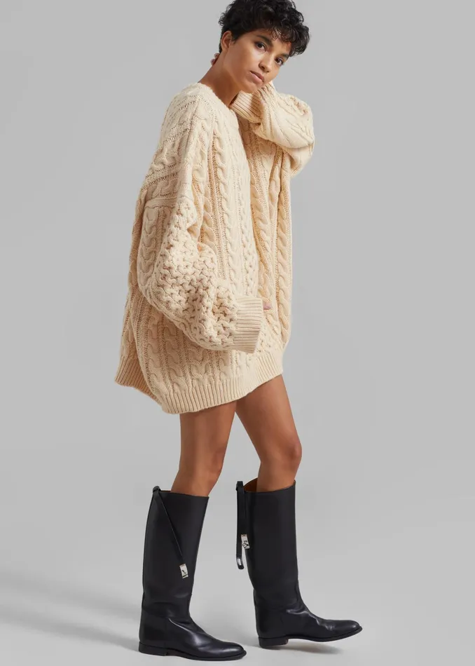 The Frankie Shop Knitwear Women Pailey Braided Sweater 8211 Cream