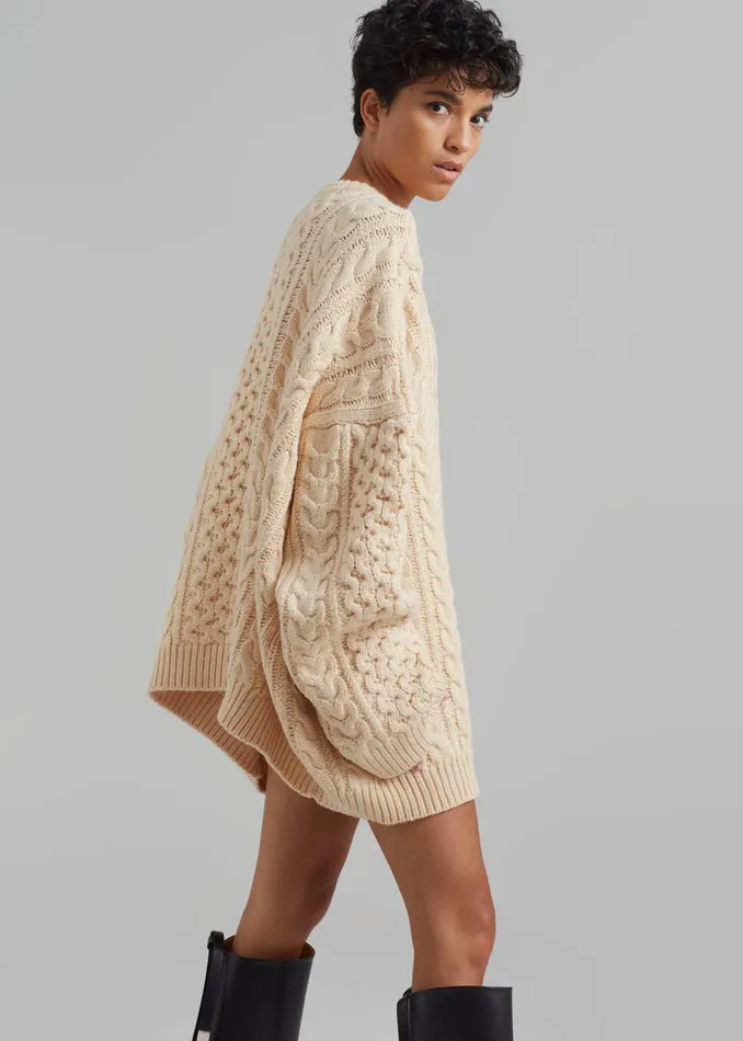 The Frankie Shop Knitwear Women Pailey Braided Sweater 8211 Cream