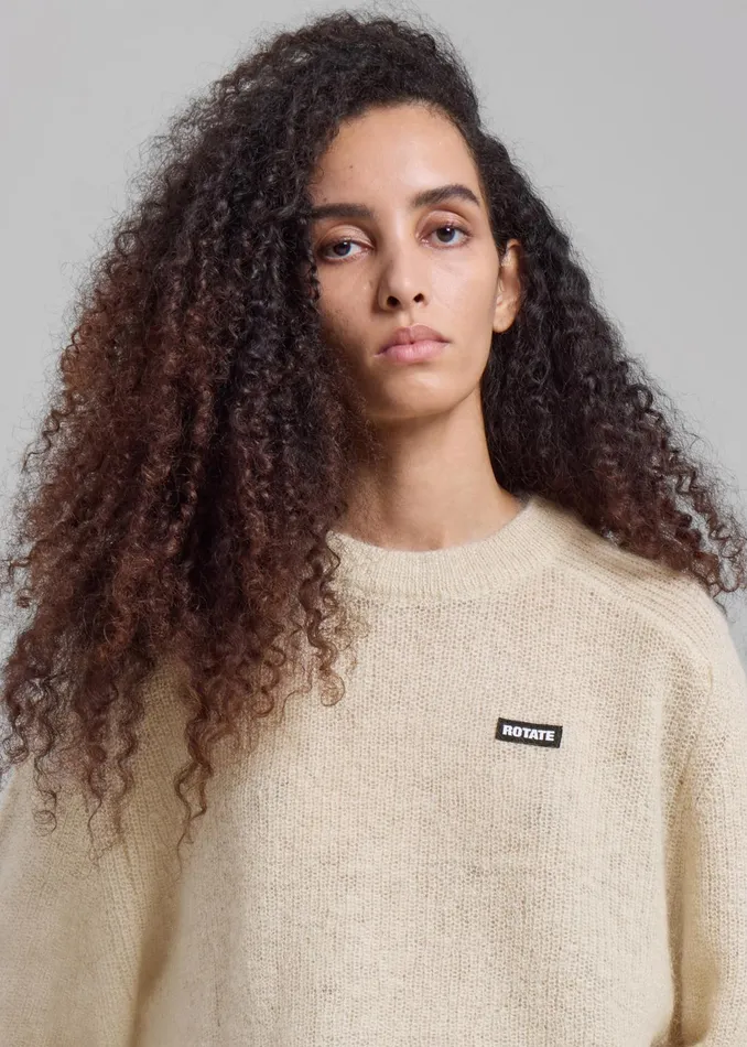 The Frankie Shop Knitwear Women Rotate Light Knit Logo Sweater 8211 Egret