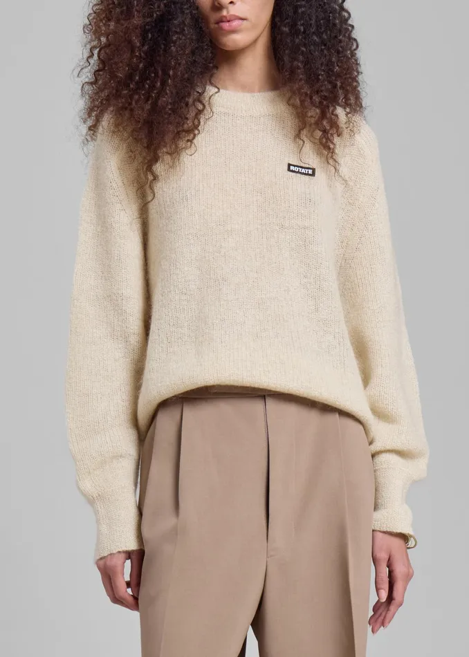 The Frankie Shop Knitwear Women Rotate Light Knit Logo Sweater 8211 Egret