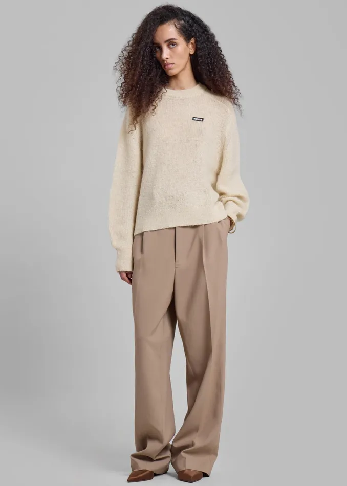 The Frankie Shop Knitwear Women Rotate Light Knit Logo Sweater 8211 Egret