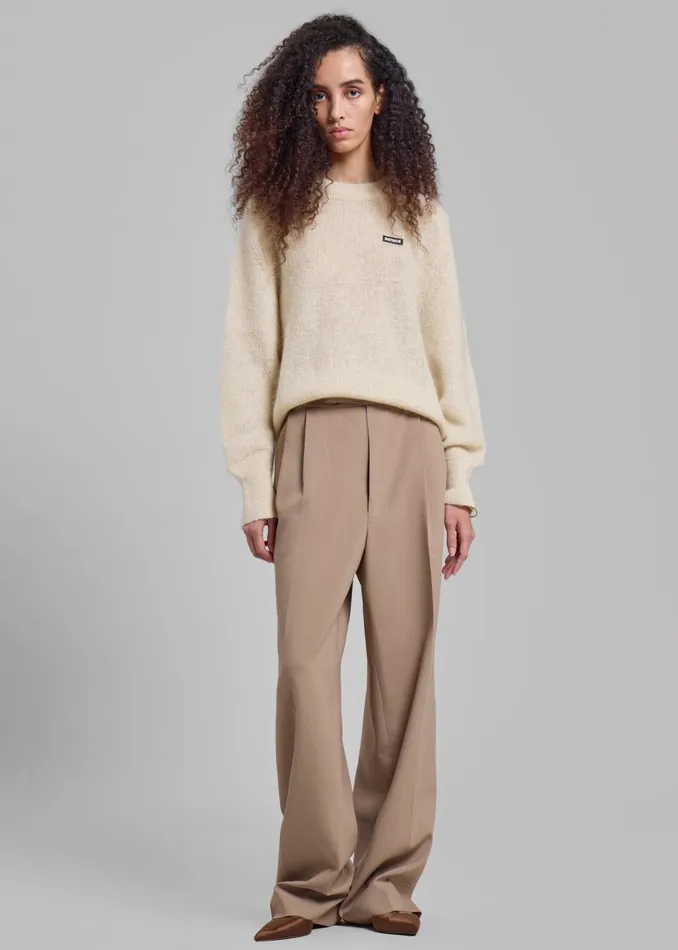 The Frankie Shop Knitwear Women Rotate Light Knit Logo Sweater 8211 Egret