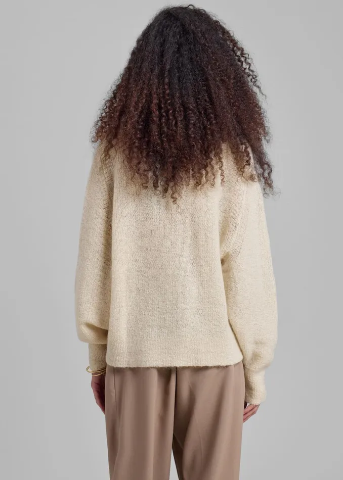 The Frankie Shop Knitwear Women Rotate Light Knit Logo Sweater 8211 Egret