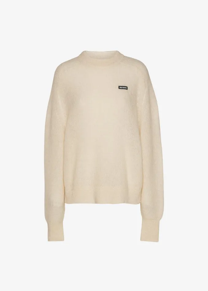 The Frankie Shop Knitwear Women Rotate Light Knit Logo Sweater 8211 Egret
