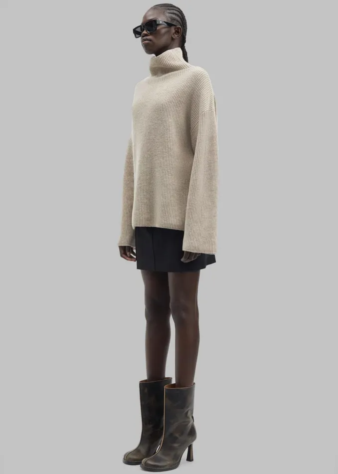 The Frankie Shop Knitwear Women Samse Samse Sazlata Turtleneck 8211 Khaki Melange
