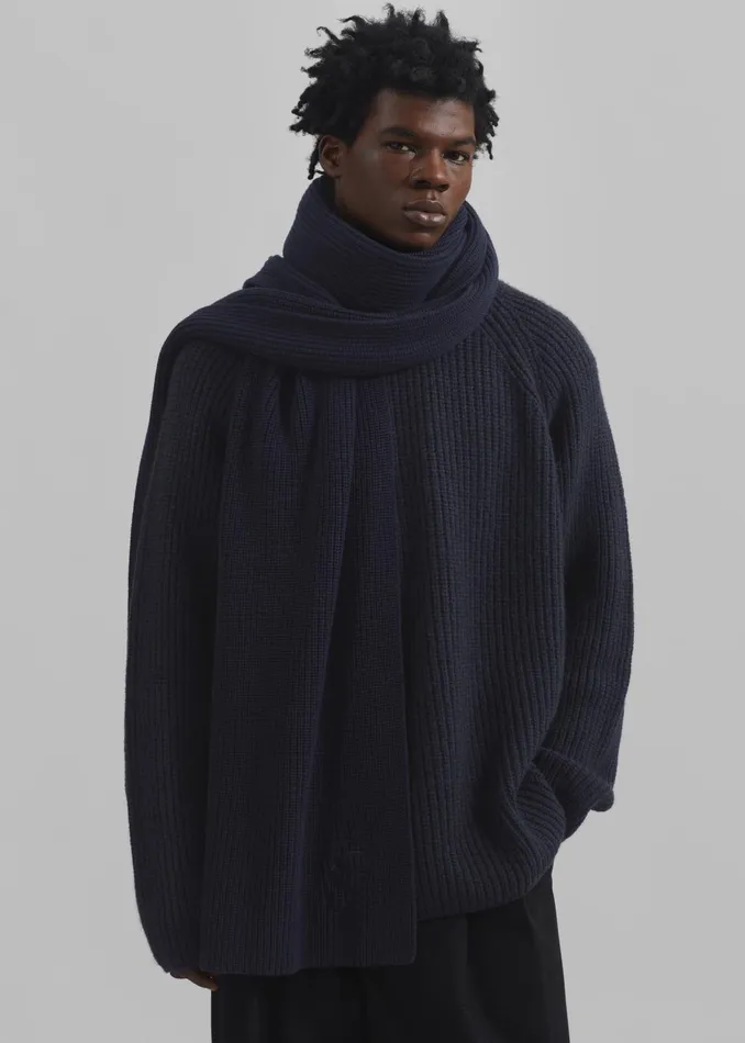 The Frankie Shop Men Colton Wool Scarf 8211 Navy