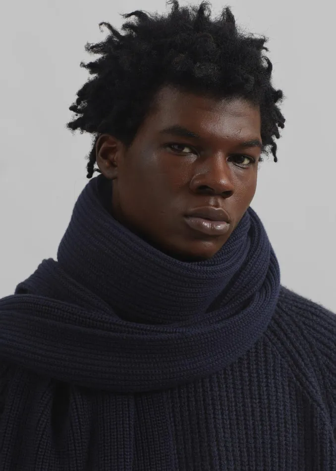 The Frankie Shop Men Colton Wool Scarf 8211 Navy