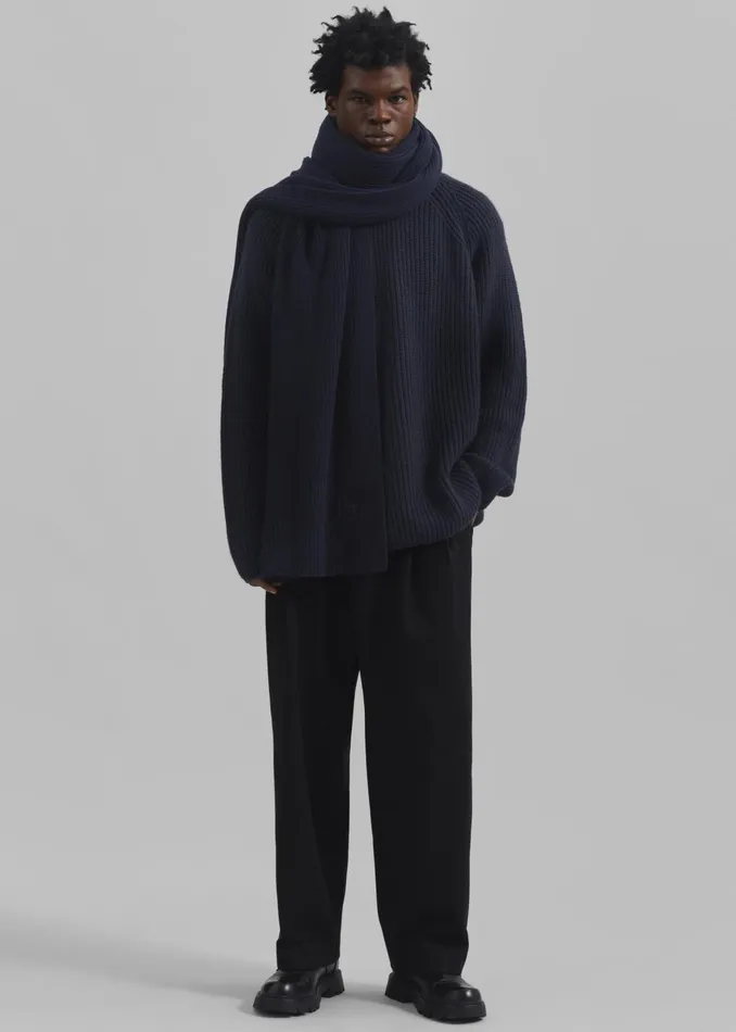 The Frankie Shop Men Colton Wool Scarf 8211 Navy