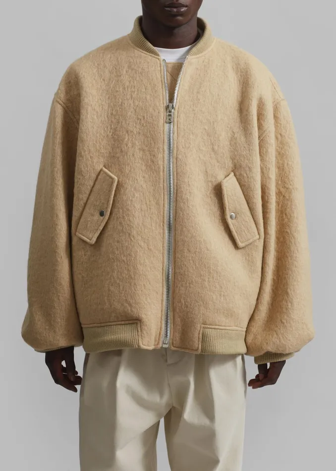 The Frankie Shop Outerwear Men Astra Wool Bomber Jacket 8211 Pale Yellow