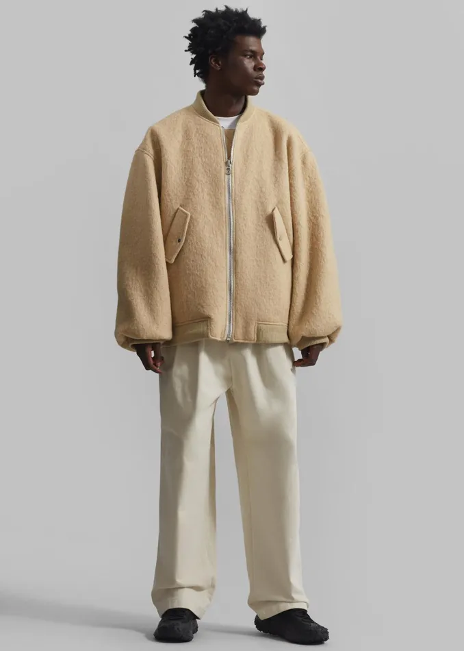 The Frankie Shop Outerwear Men Astra Wool Bomber Jacket 8211 Pale Yellow