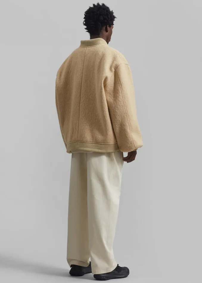 The Frankie Shop Outerwear Men Astra Wool Bomber Jacket 8211 Pale Yellow