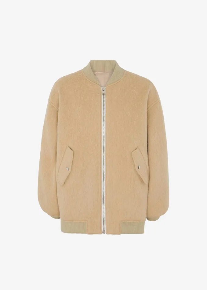 The Frankie Shop Outerwear Men Astra Wool Bomber Jacket 8211 Pale Yellow