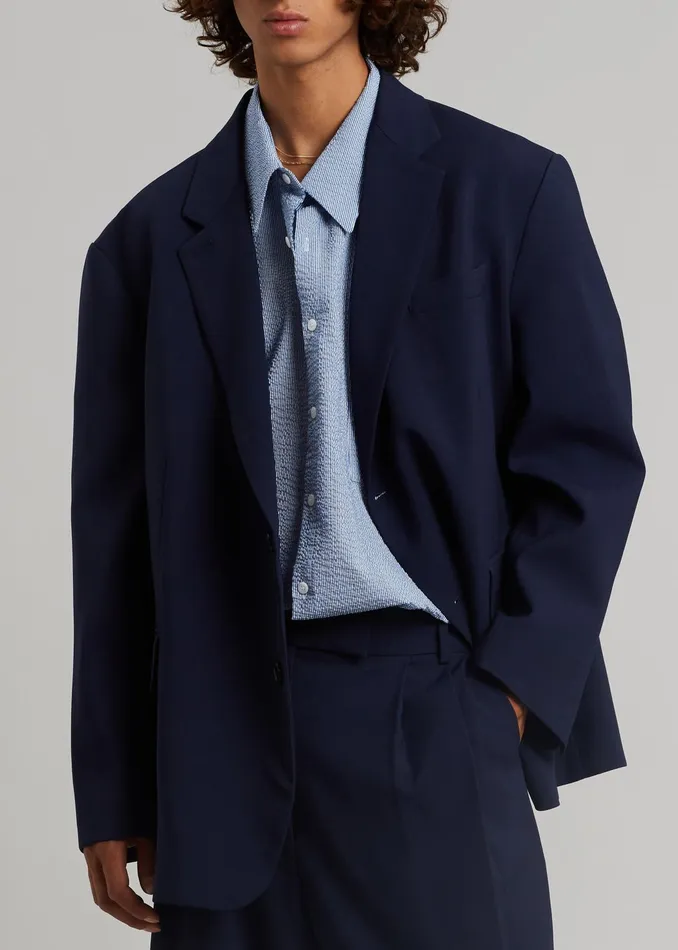 The Frankie Shop Outerwear Men Beo Blazer 8211 Blue