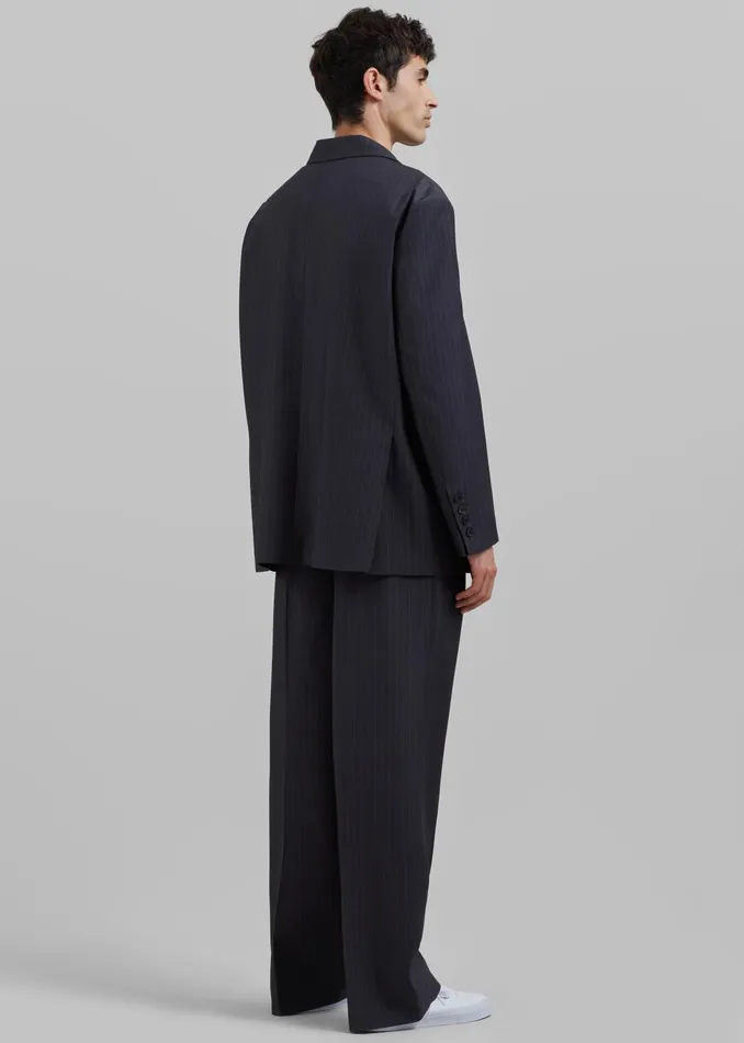 The Frankie Shop Outerwear Men Beo Blazer 8211 CharcoalWhite Pinstripe