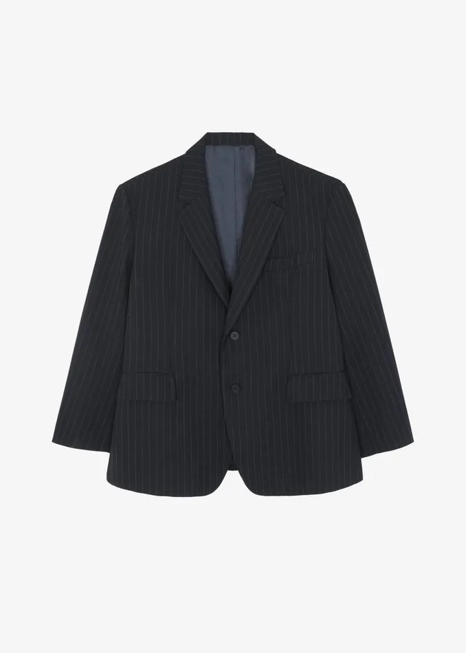 The Frankie Shop Outerwear Men Beo Blazer 8211 CharcoalWhite Pinstripe