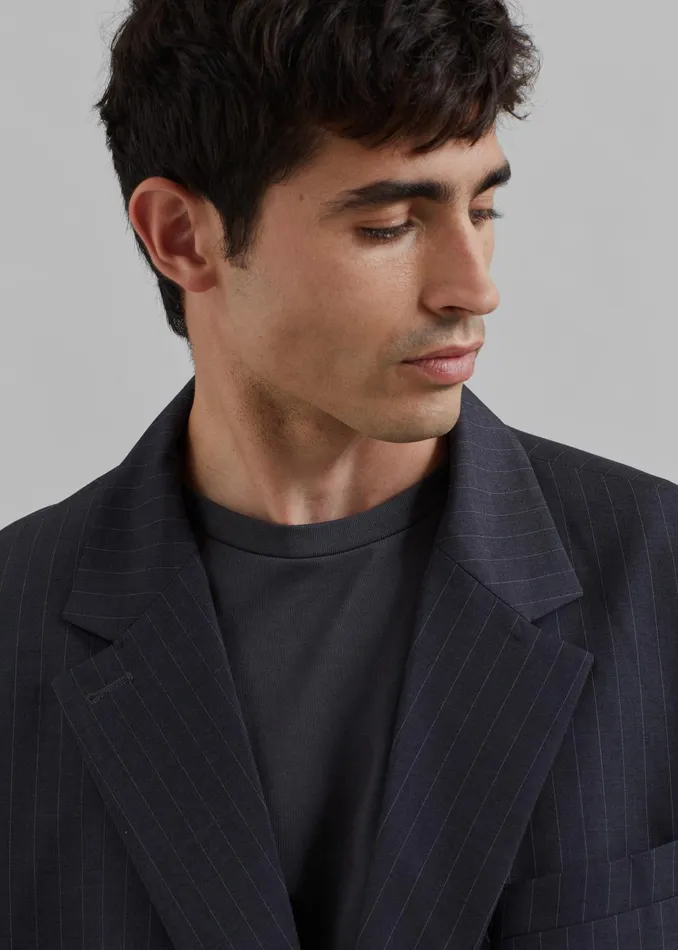 The Frankie Shop Outerwear Men Beo Blazer 8211 CharcoalWhite Pinstripe