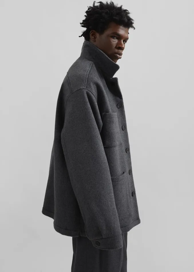 The Frankie Shop Outerwear Men Mason Boxy Wool Jacket 8211 Charcoal