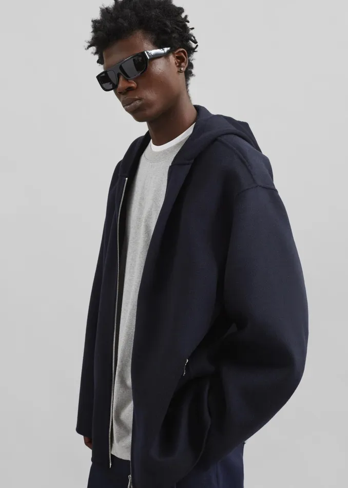 The Frankie Shop Outerwear Men Rye Hooded Wool Jacket 8211 Navy
