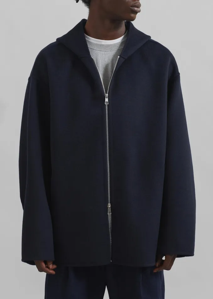 The Frankie Shop Outerwear Men Rye Hooded Wool Jacket 8211 Navy